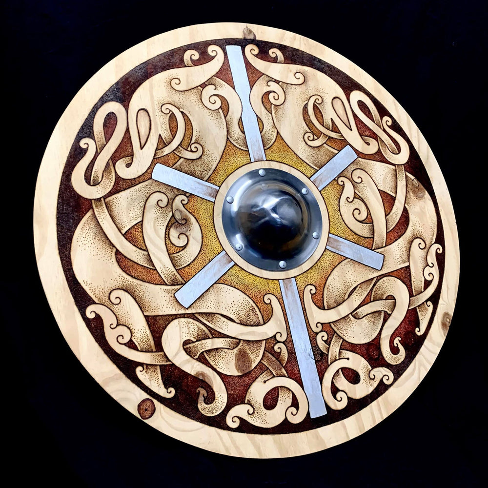 
                
                    Load image into Gallery viewer, Urnes Style Pyrography Shield (UK Shipping Only)
                
            