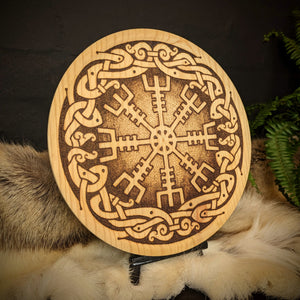 Ægishjálmur Pyrography Wooden Plate