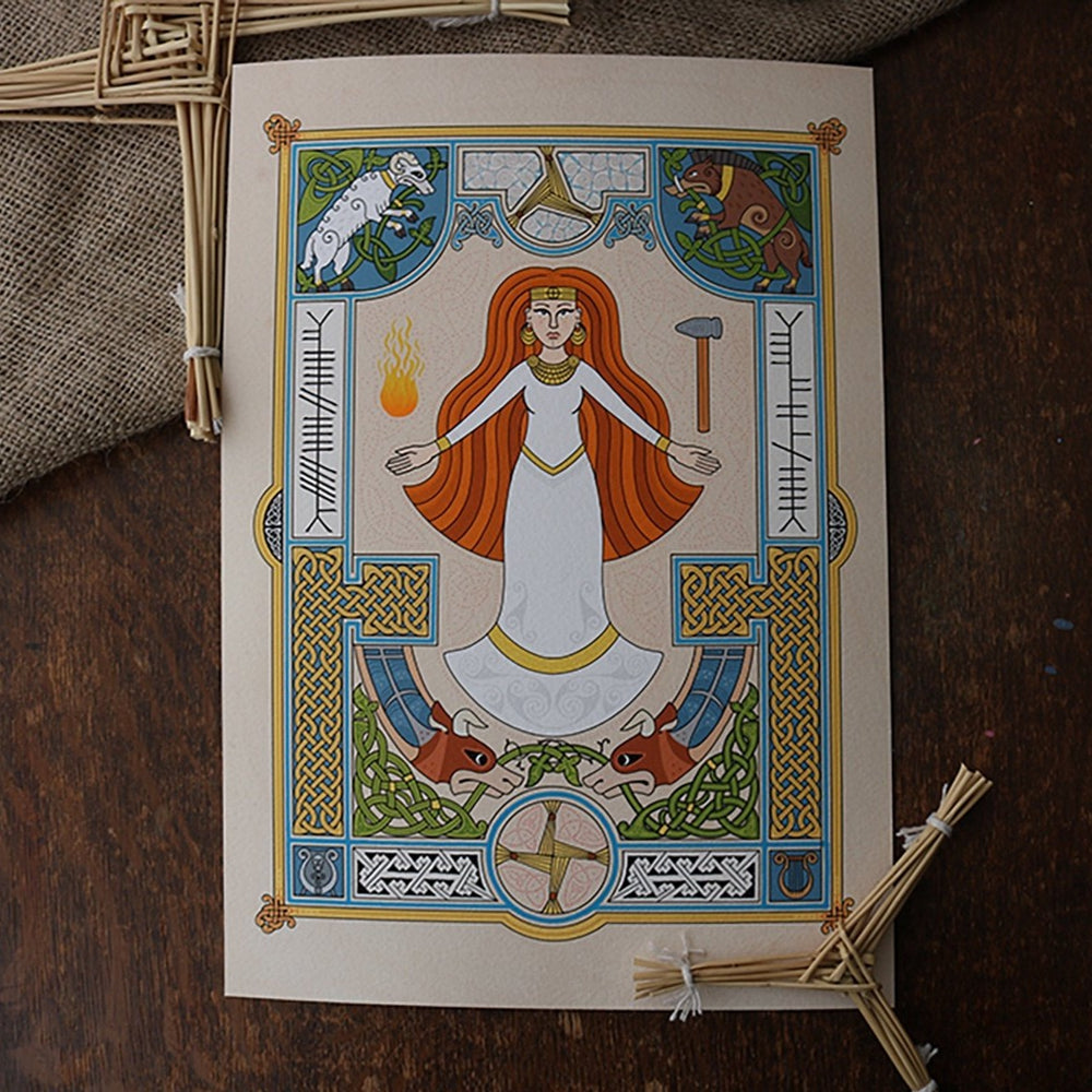 
                
                    Load image into Gallery viewer, Celtic Art print of the goddess brigid by badger king tattoo
                
            