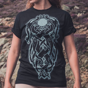 urnes viking dragon t shirt by villkat arts