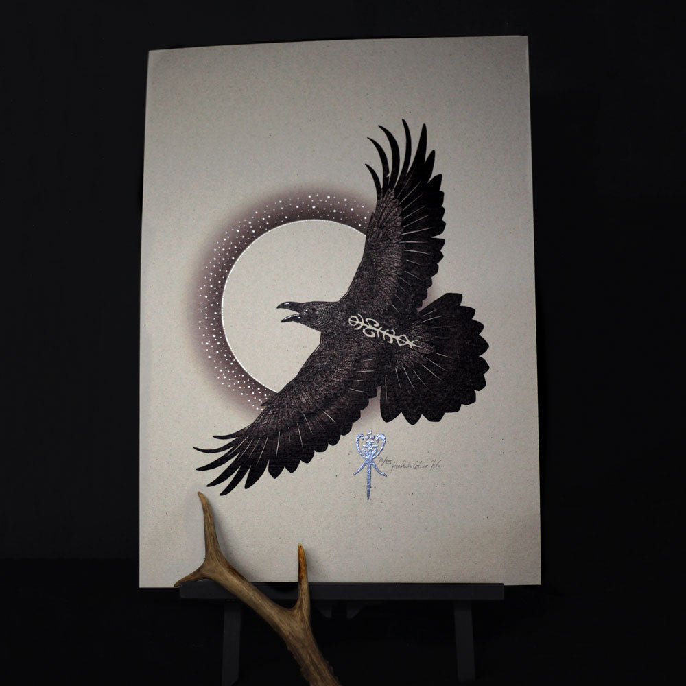 
                
                    Load image into Gallery viewer, Hrafnagaldr (Bindrune Raven) | Limited Edition Fine Art Print
                
            