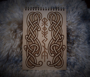 Bindrunes in Pyrography | Wooden Notebook Commission