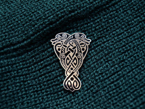 Viking enamel pin inspired by coppergate helmet in york