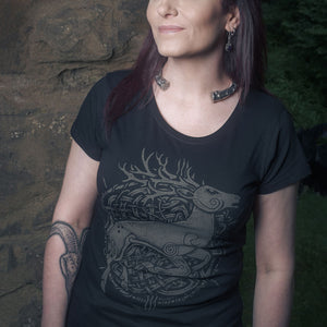 Celtic Stag (Am dam secht ndírend) | Organic Ladies T-Shirt
