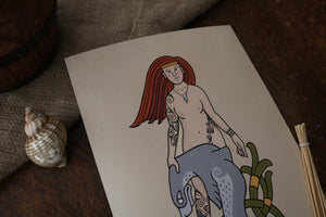 Celtic art print showing selkie by badger king tattoo