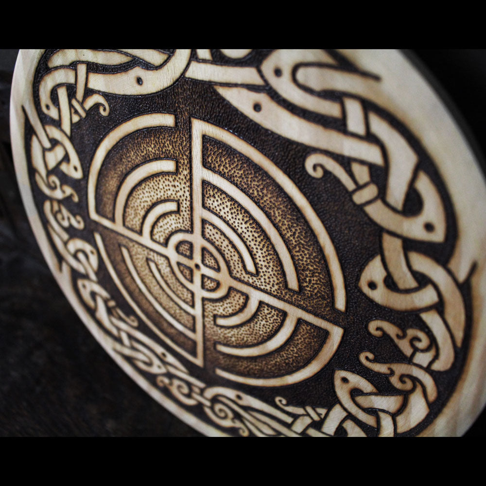 Sunwheel Pyrography Wooden Plate