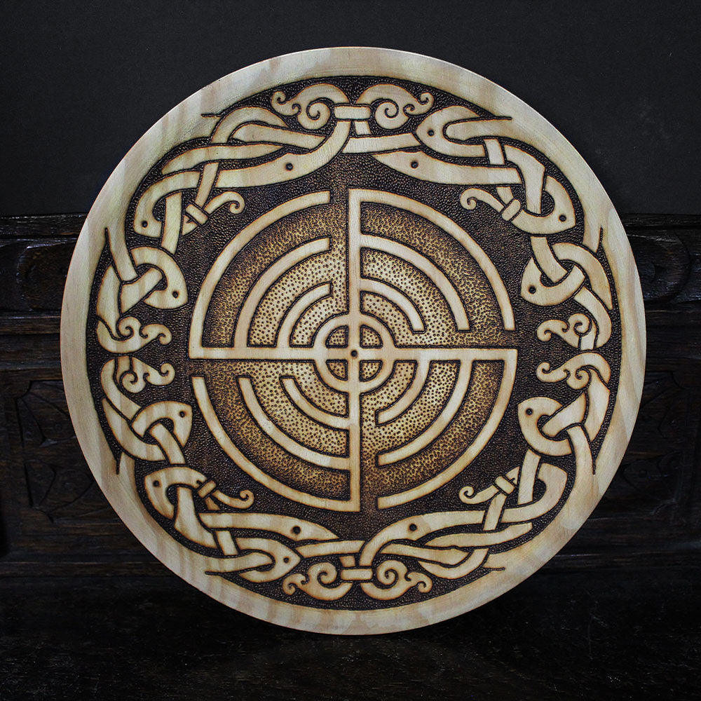 Sunwheel Pyrography Wooden Plate – Sacred Knot Shop
