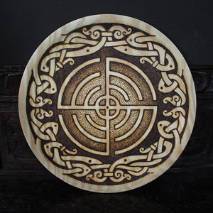 
                
                    Load image into Gallery viewer, Sunwheel Pyrography Wooden Plate
                
            