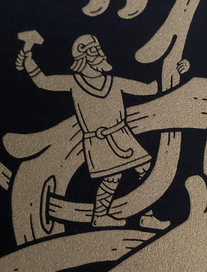 Viking Art Thor fighting the midgard serpent at ragnarok